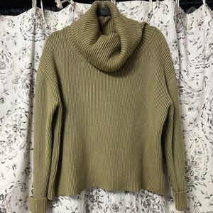 Tea n Rose Ribbed Cowl Neck Sweater in Olive